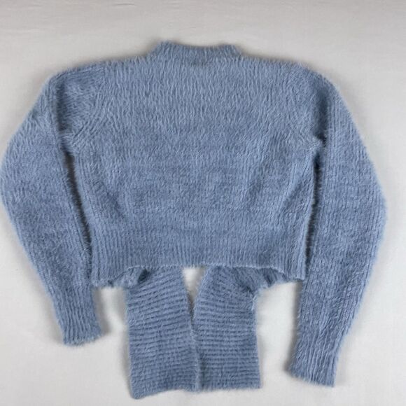 Windsor Cropped Tie Front Mock Neck Sweater Women’s Sm Powder Blue Pastel Cozy - Picture 6 of 16
